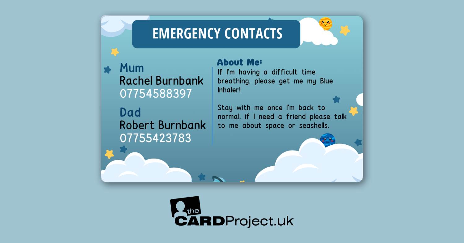 My Asthma Card for Kids (REAR)